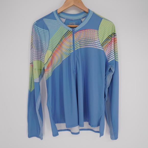 Lucky in Love Tops - Lucky In Love Shirt Womens XL Blue Mock Neck Long Sleeve Zip Athletic Pullover